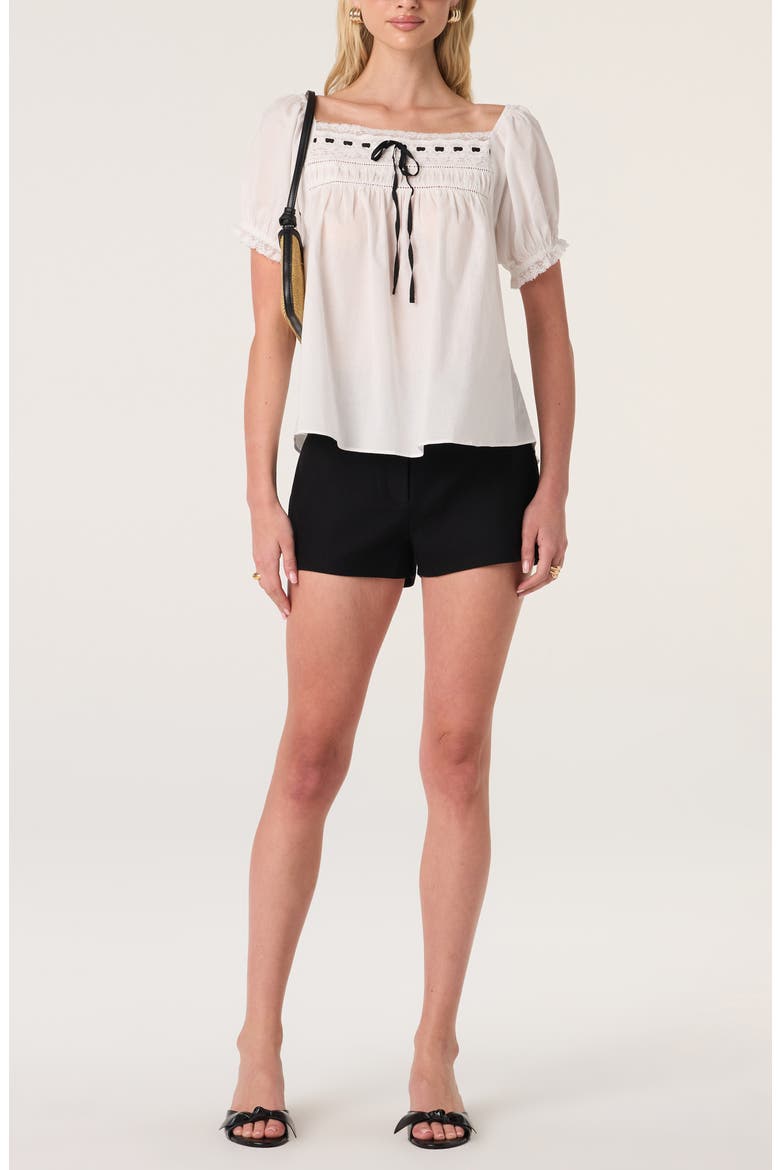 Carola Puff Sleeve Cotton Top, Alternate, color, OFF WHITE
