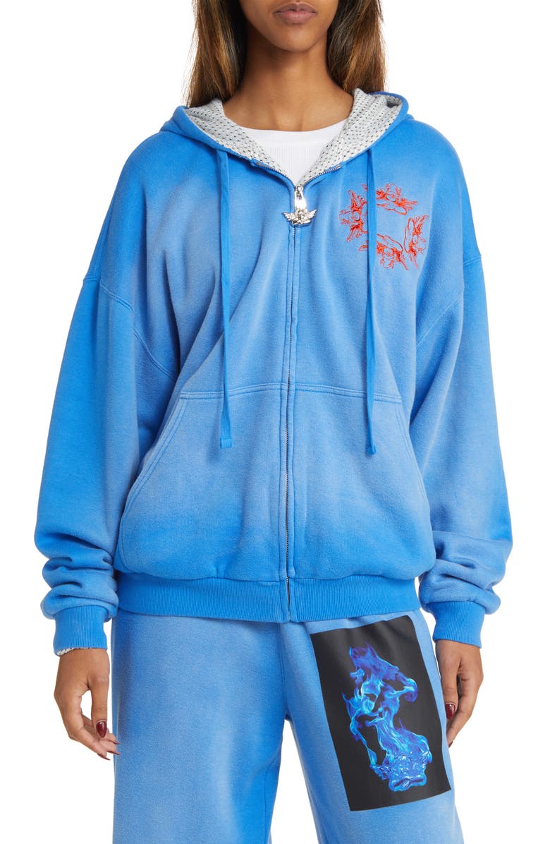BOYS LIE Electric Love Zip Graphic Hoodie, Alternate, color,