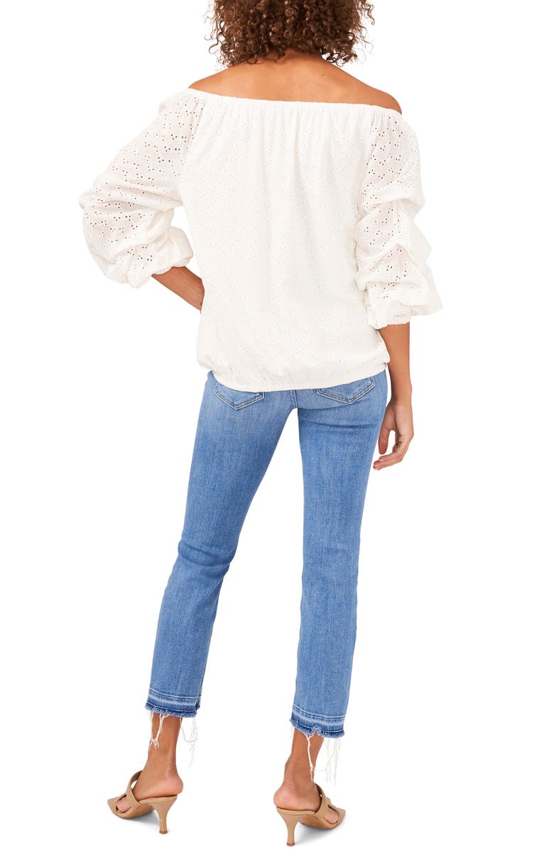 Vince Camuto Off the Shoulder Eyelet Top, Alternate, color, 