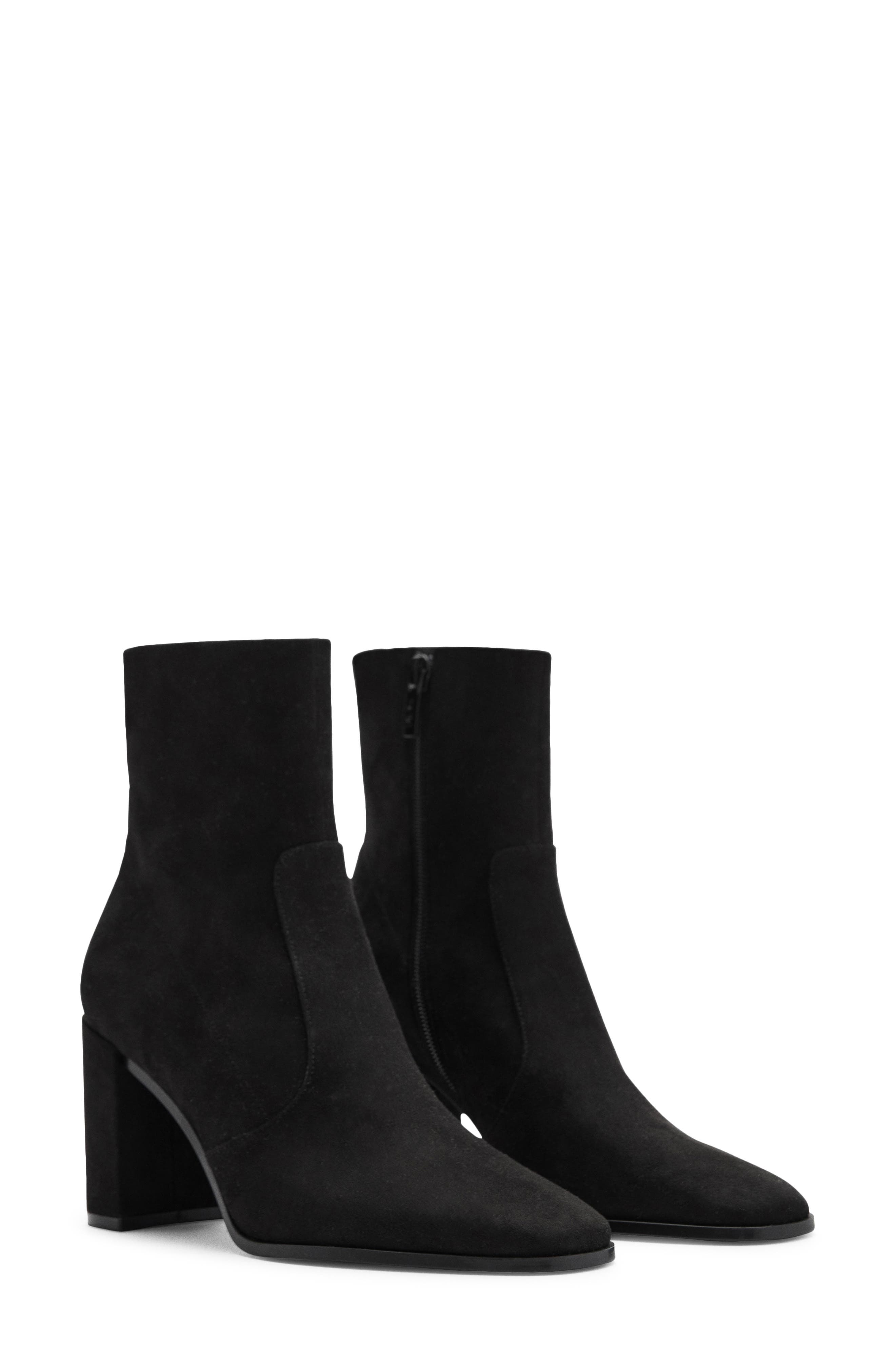 MANGO Faux Suede Block Heel Bootie, Main, color, 