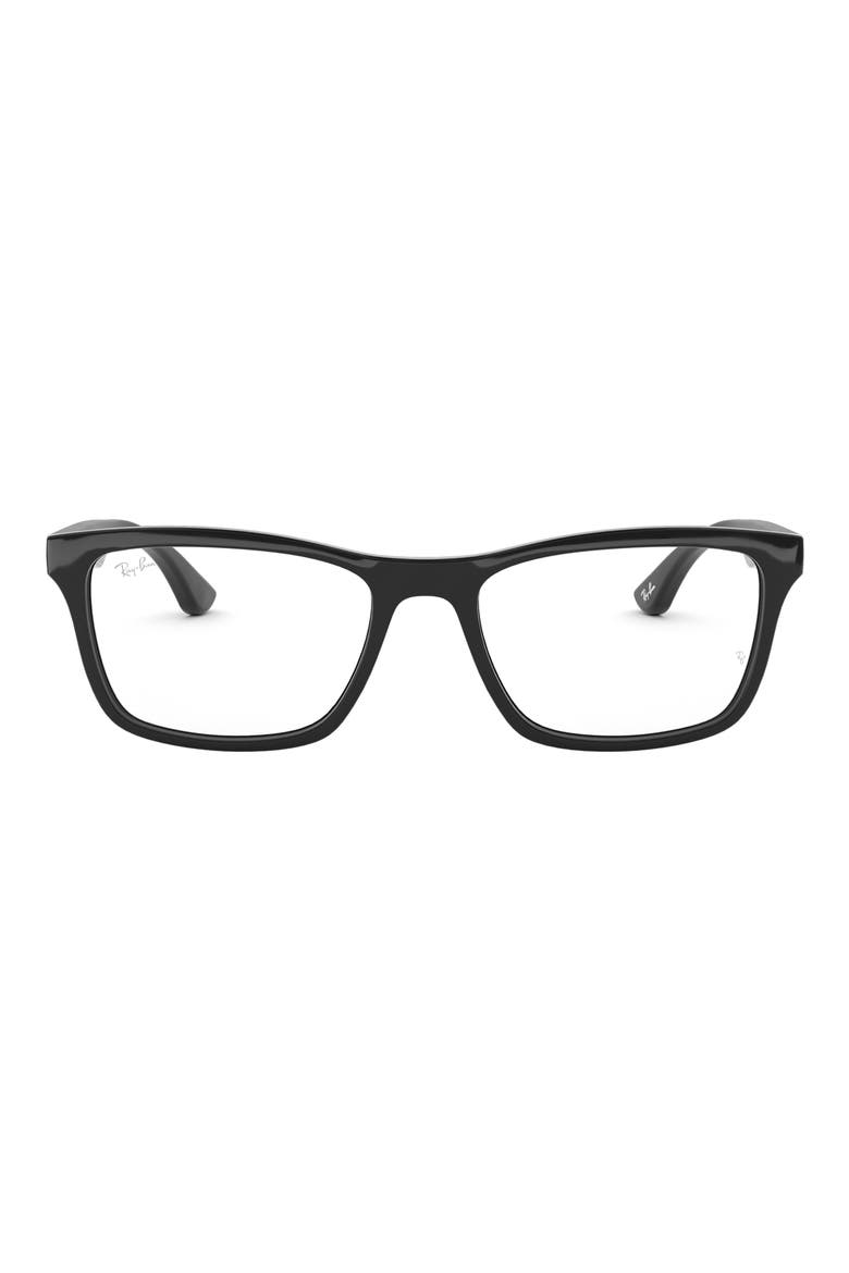 Unisex 53mm Rectangular Optical Glasses, Main, color, BLACK