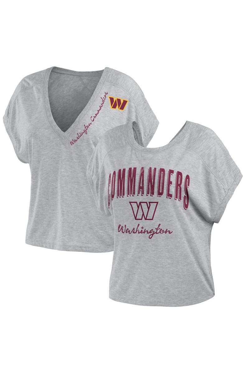 WEAR by Erin Andrews Women's WEAR by Erin Andrews Heather Gray Washington Commanders Reversible T-Shirt, Main, color,