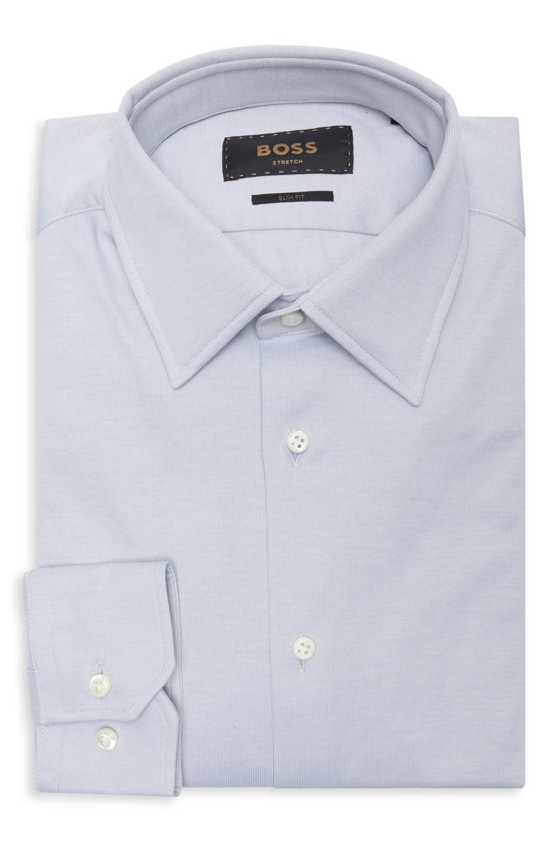 BOSS Hays Kent Slim Fit Cotton Blend Dress Shirt, Alternate, color, Silver