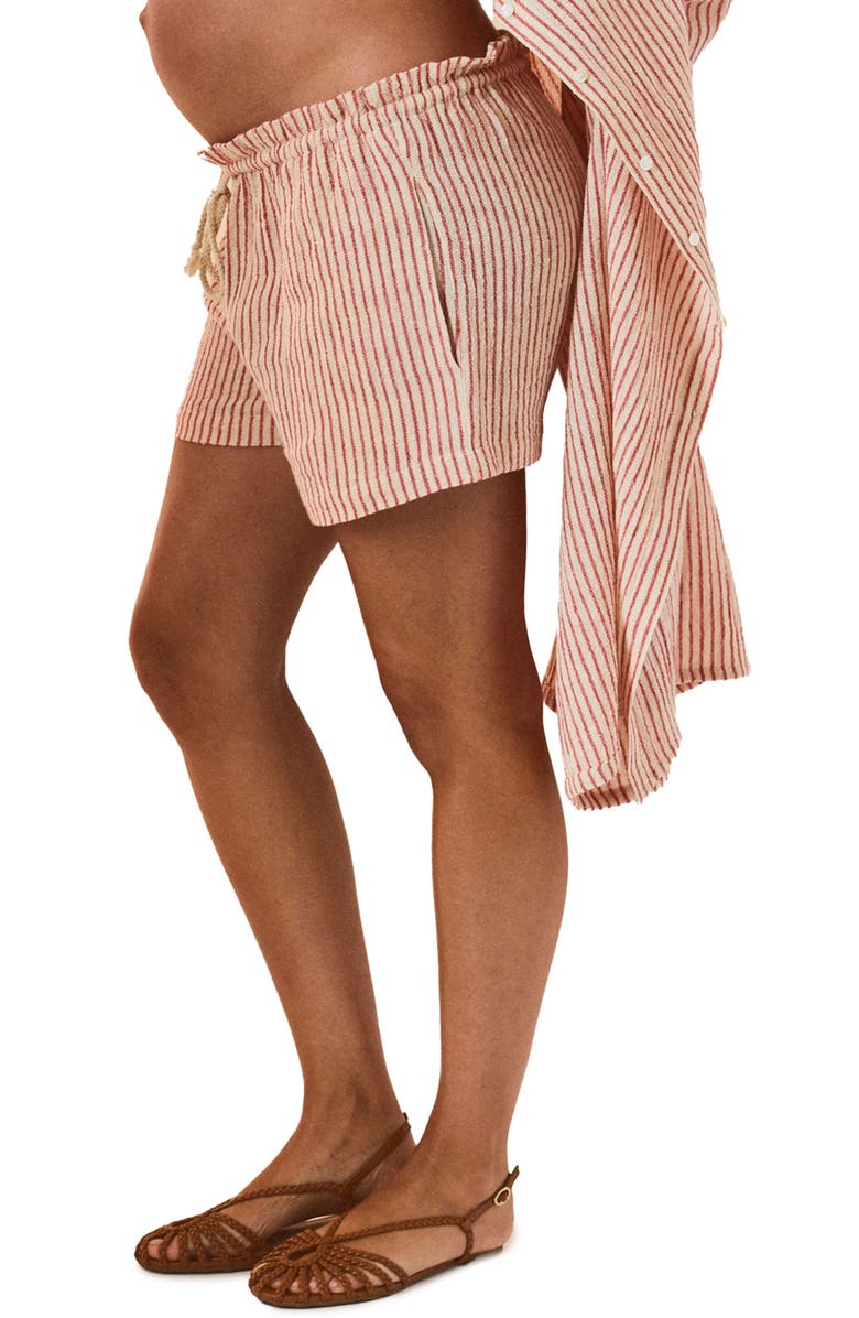 HATCH The Bungalow Striped Beach Short, Alternate, color, Red/Cream Stripe
