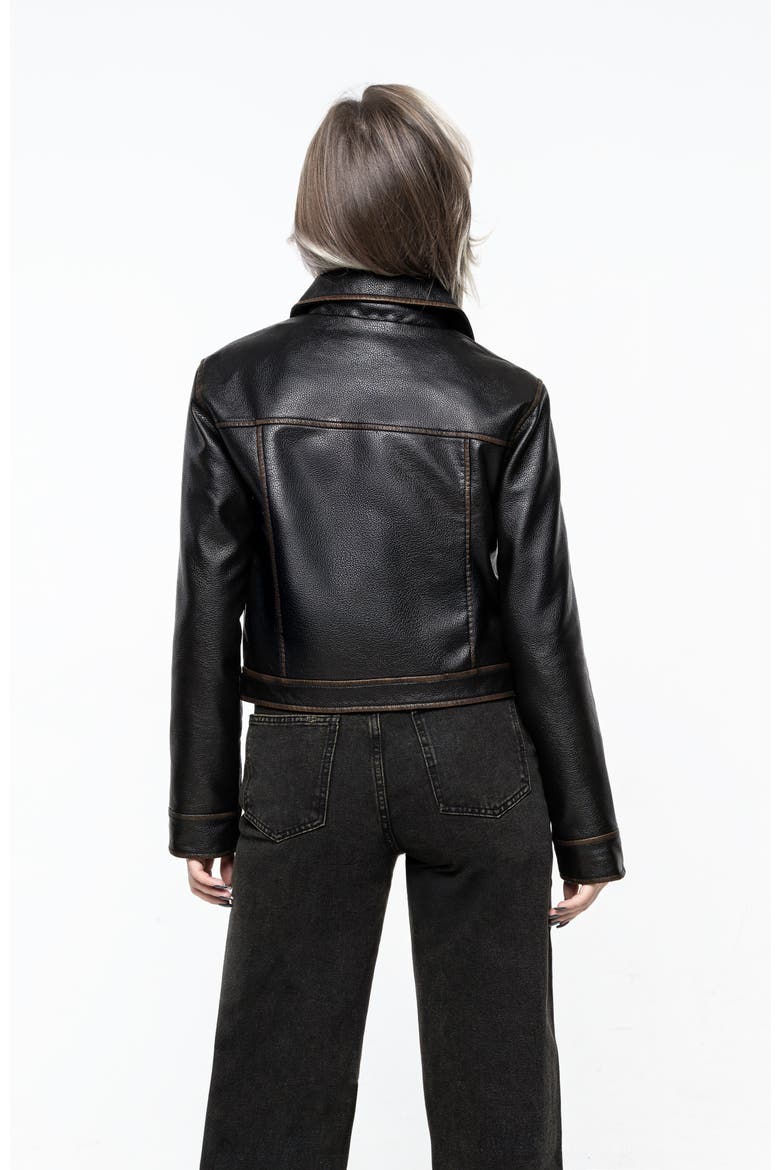 Ermania Crop Faux Leather Jacket, Alternate, color, Black