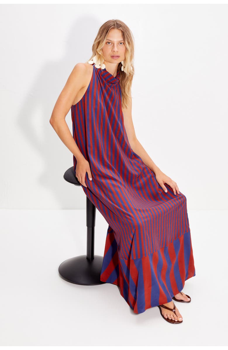 SIMONMILLER Mona Crepe Dress, Alternate, color, Navy/Henna