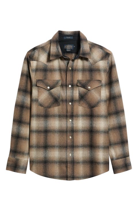 Canyon Plaid Wool Snap-Up Shirt