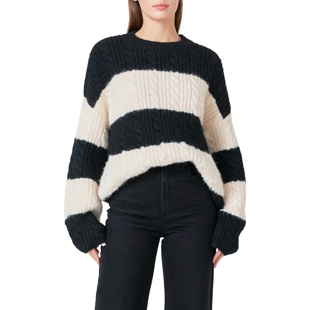 Endless Rose Stripe Chunky Sweater In Neutral