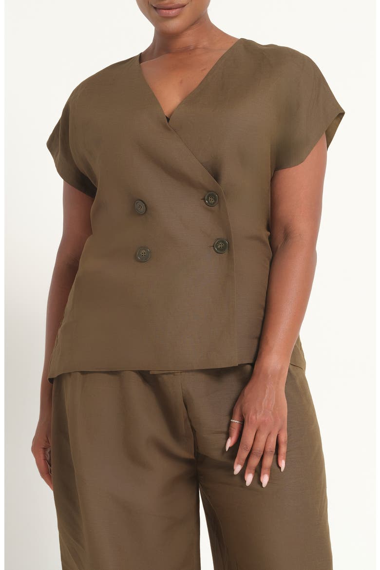 Katrina Double Breasted Linen Blend Jacket, Main, color, FERN