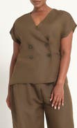 Estelle Katrina Double Breasted Linen Blend Jacket