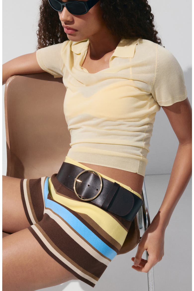 Stripe Knit Shorts, Alternate, color, PASTEL YELLOW