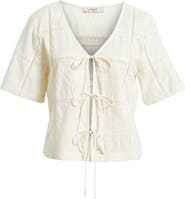 Marine Layer Marella Embroidered Detail Tie Front Top
