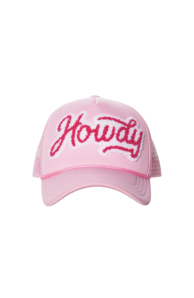 Totalee Gift Chenille Howdy Patch Trucker Hat Cotton Pink, Main, color, Pink