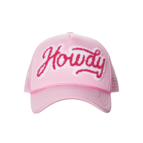 Totalee Gift Chenille Howdy Patch Trucker Hat Cotton Pink