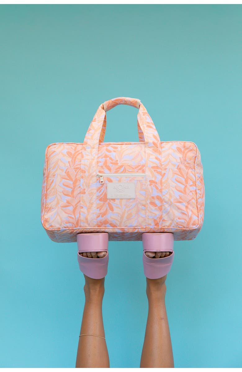 Aloha Collection Lei Stand Nylon Ripstop Weekend Bag, Alternate, color, Peachy