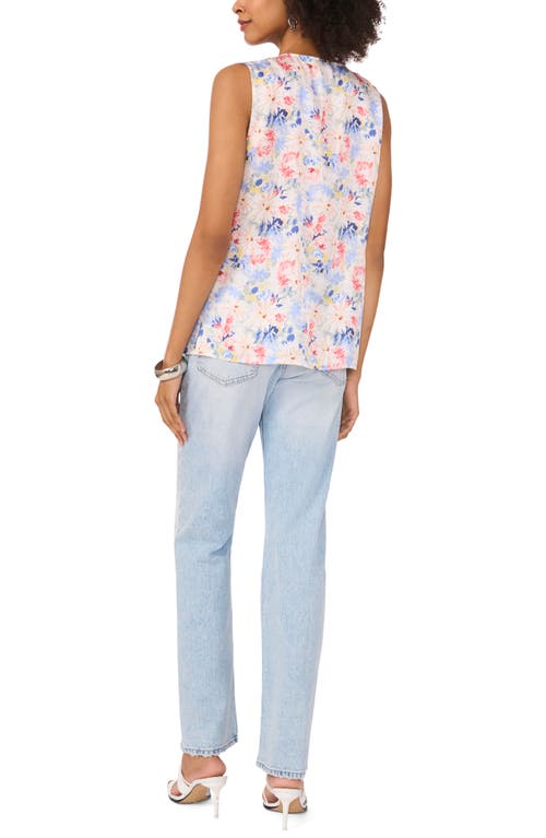 VINCE CAMUTO VINCE CAMUTO FLORAL RUFFLE DETAIL SLEEVELESS TOP