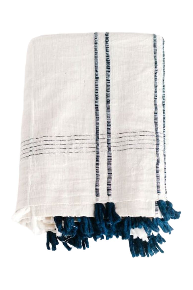Ribbons Cotton Tablecloth, Main, color, Navy