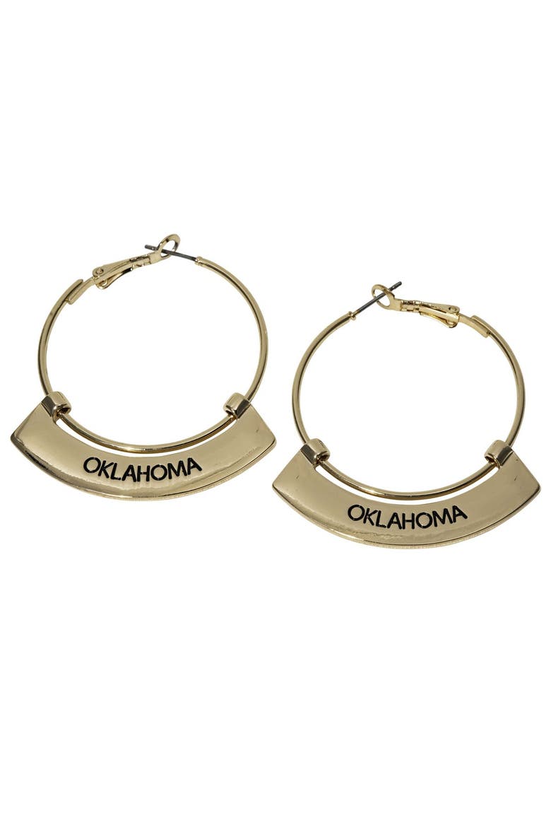 Oklahoma Sooners Weller Gold Hoop Earrings, Main, color, Gold