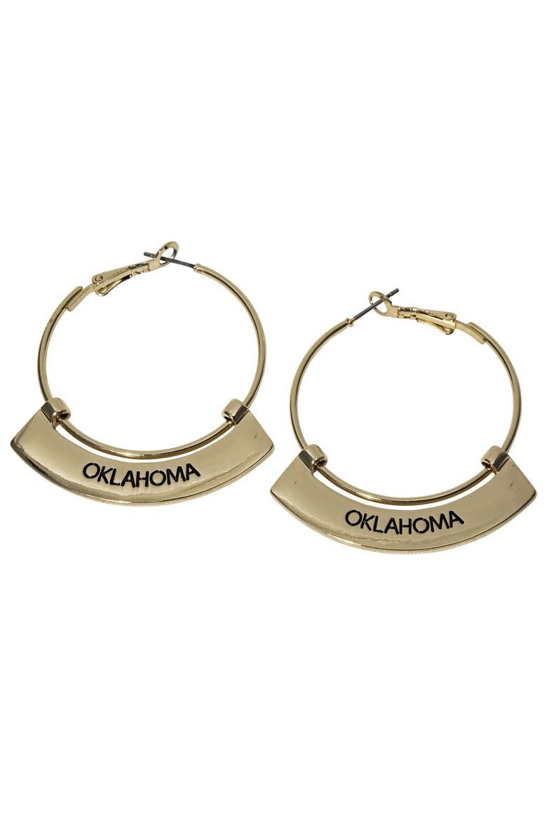 EMERSON STREET Oklahoma Sooners Weller Gold Hoop Earrings, Main, color, Gold