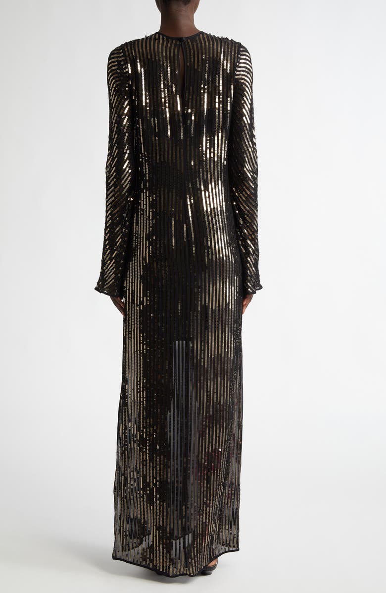 Johanna Ortiz Actitud Nautica Sequin Long Sleeve Tunic Dress, Alternate, color, Black/ Dark Gold
