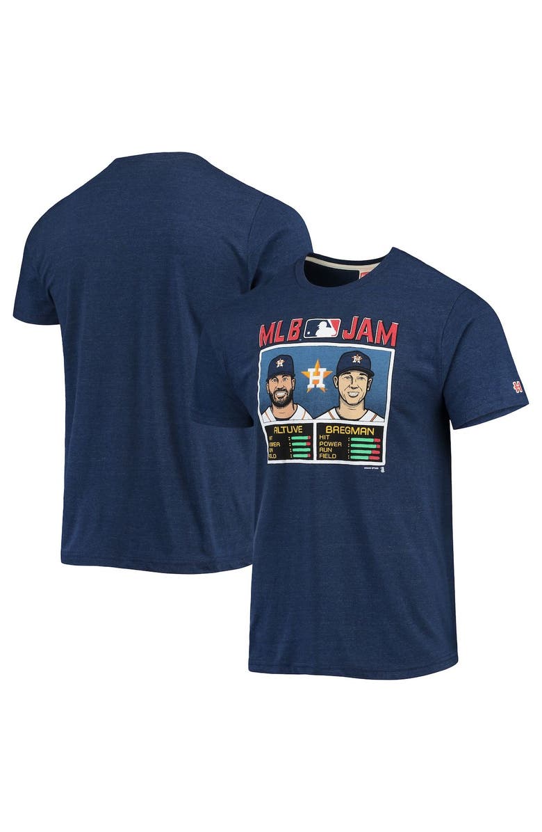 Homage Men's Homage Jose Altuve & Alex Bregman Heathered Navy Houston Astros MLB Jam Player Tri-Blend T-Shirt, Main, color, 