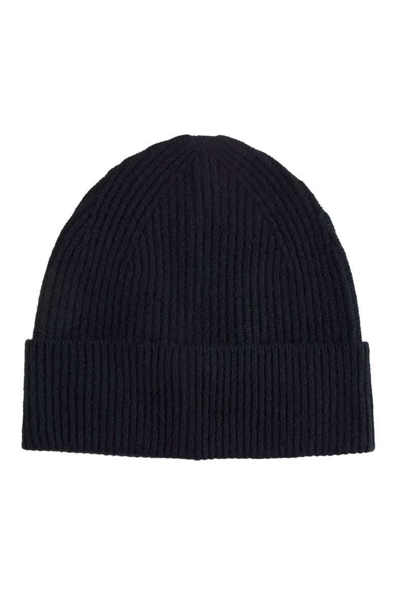 Cashmere Rib Beanie, Main, color, BLACK