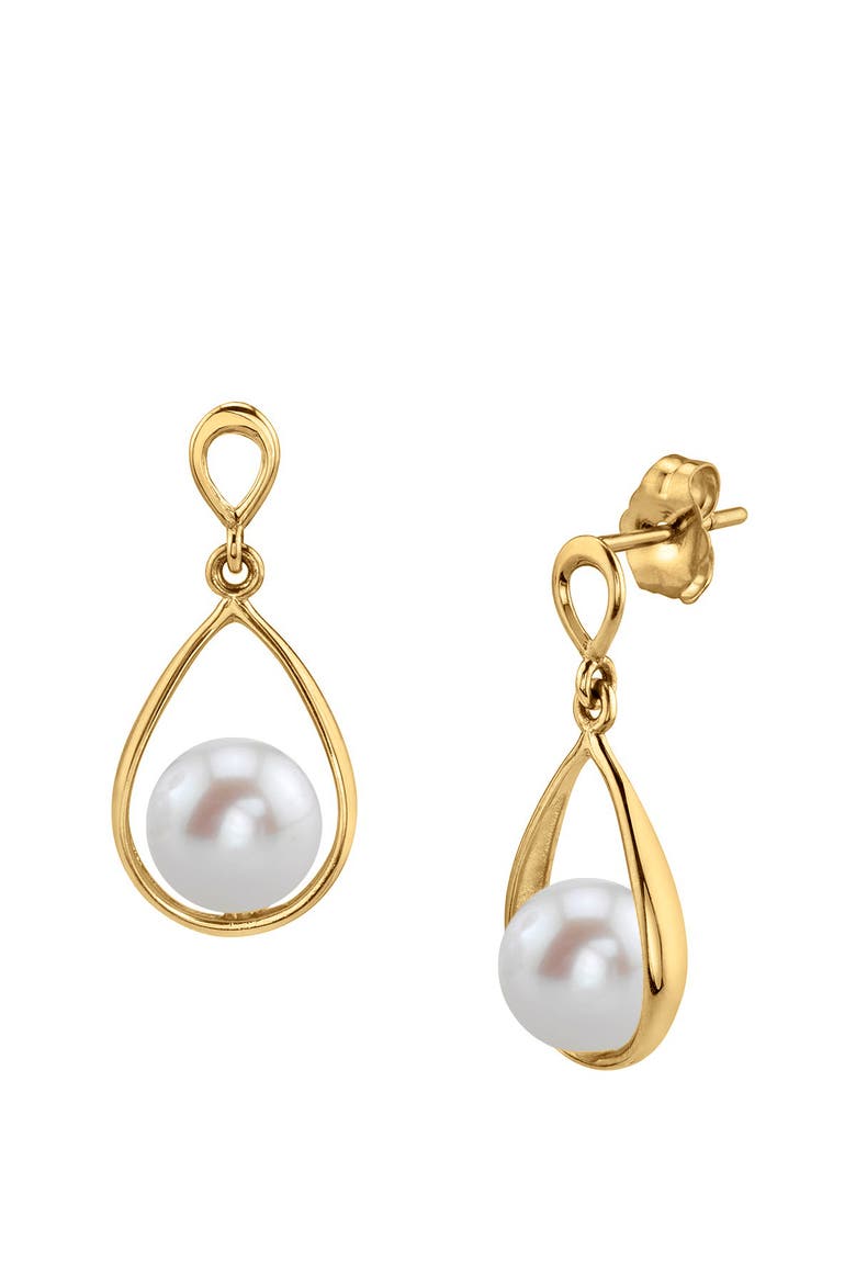 Freshwater Pearl Jess Earrings, Main, color, Yellow Gold