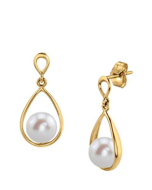 The Pearl Source Freshwater Pearl Jess Earrings In Yellow Gold