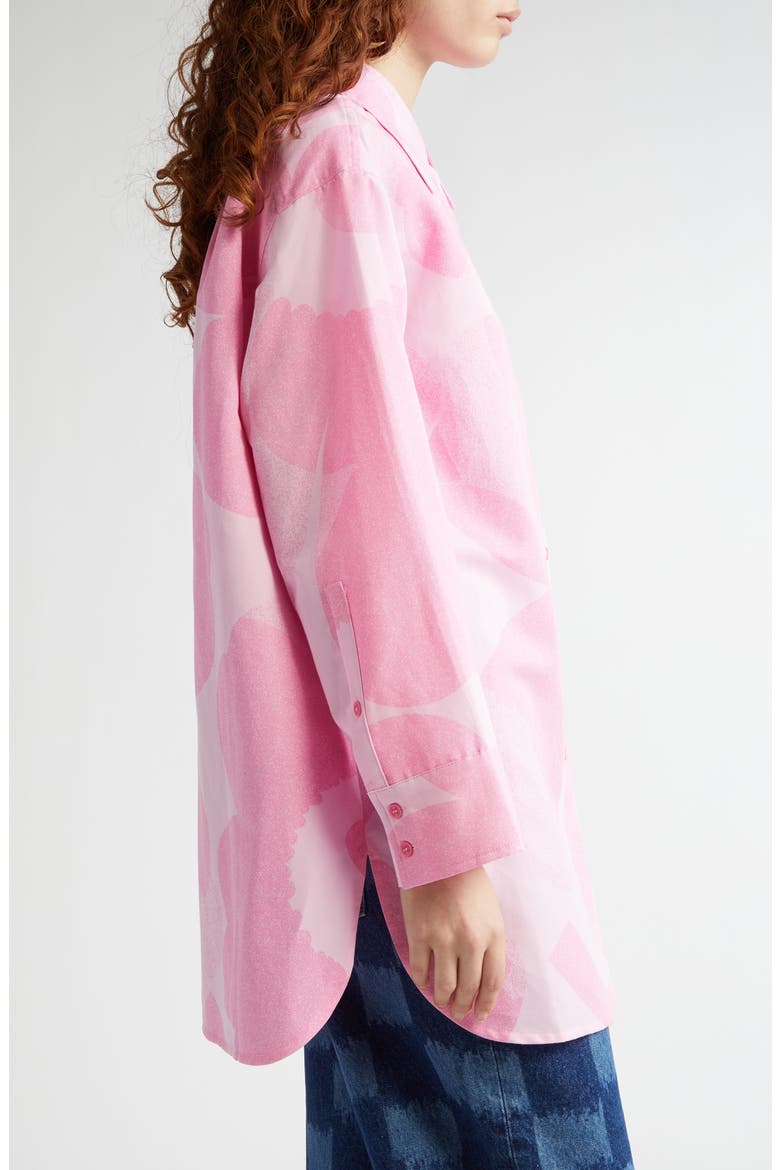 Heitto Unikko Floral Cotton & Linen Button-Up Shirt, Alternate, color, LIGHT PINK/ PINK