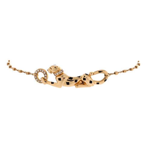 Panthere De Cartier Bracelet 18K Yellow Gold with Diamonds, Black Enamel and Tsavorite