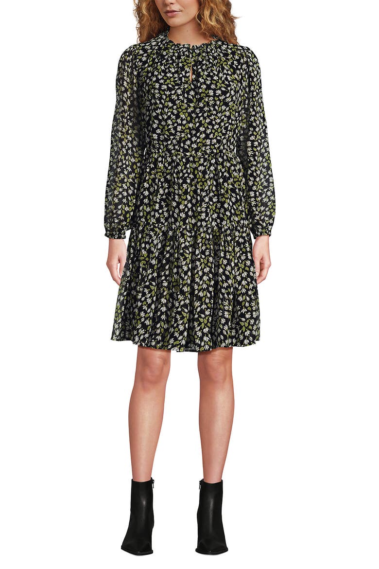 Chiffon Above the Knee Adjustable Dress, Alternate, color, Black Mini Bloom Floral