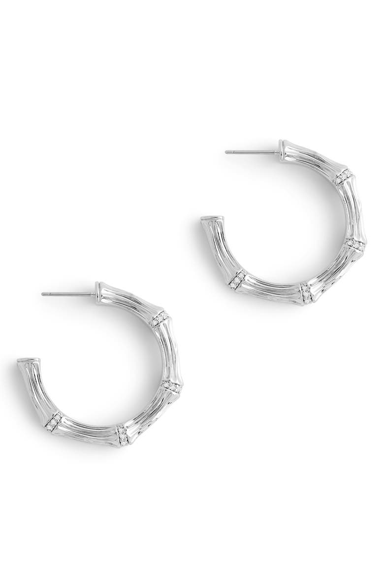 Anabel Aram Jewelry Medium Bamboo Hoop Earrings, Alternate, color, Sterling Silver Plated
