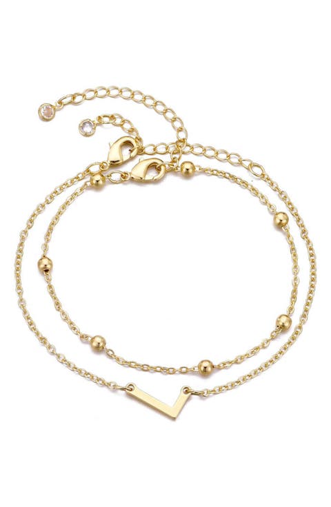 2-Piece Initial Bead Chain Bracelet Set