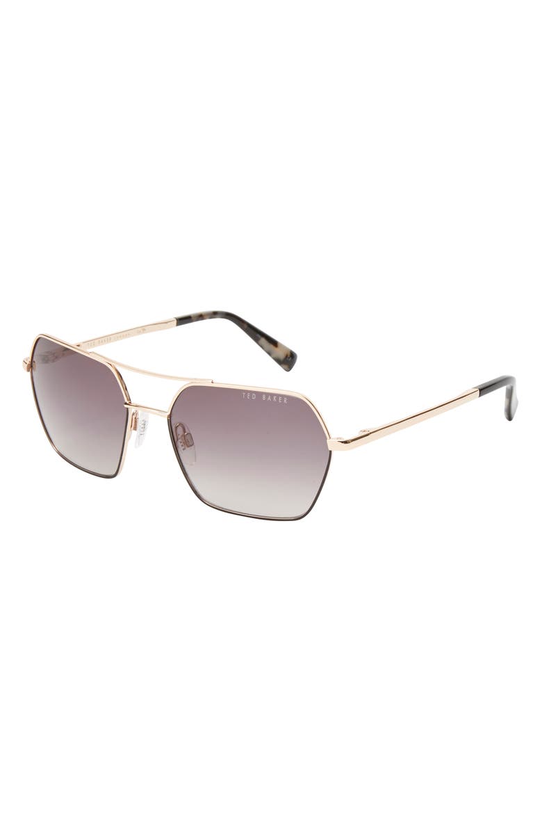 Ted Baker London 56mm Geometric Sunglasses, Alternate, color, Gold