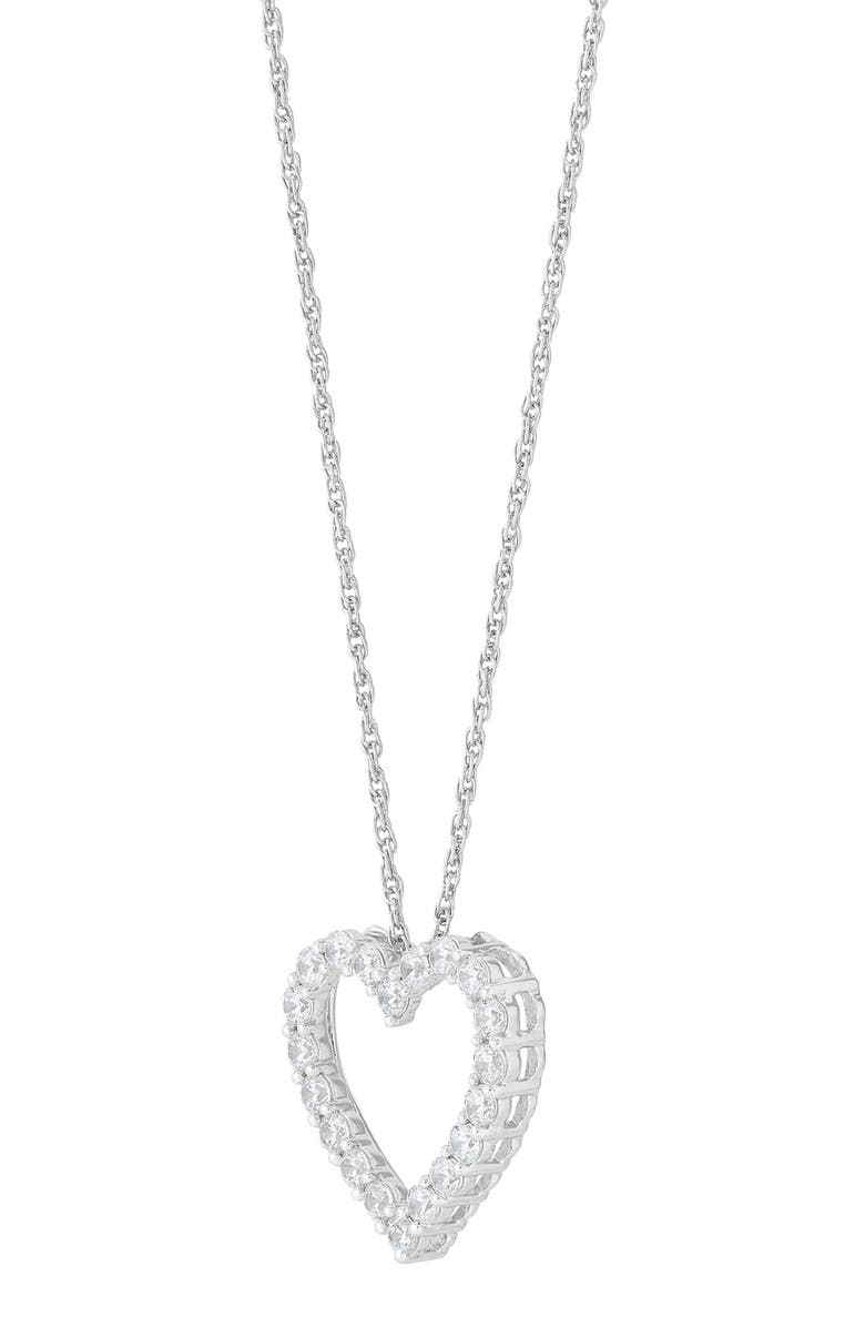Frankie & Zoe 10K White Gold Lab Grown Diamond Open Heart Pendant Necklace, Alternate, color, White Gold