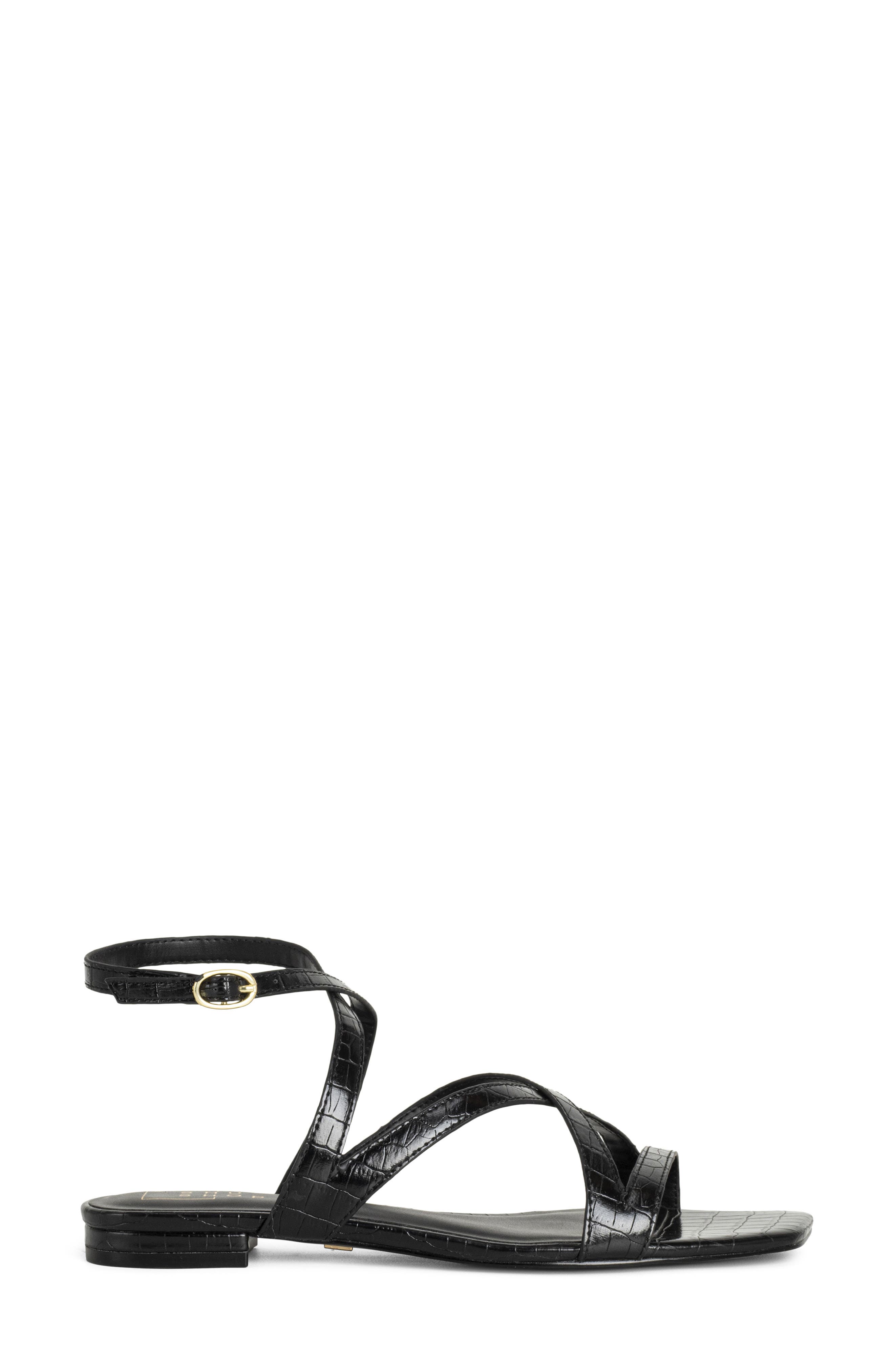 SHUSHOP Cecilia Ankle Strap Sandal, Alternate, color, Black Croco