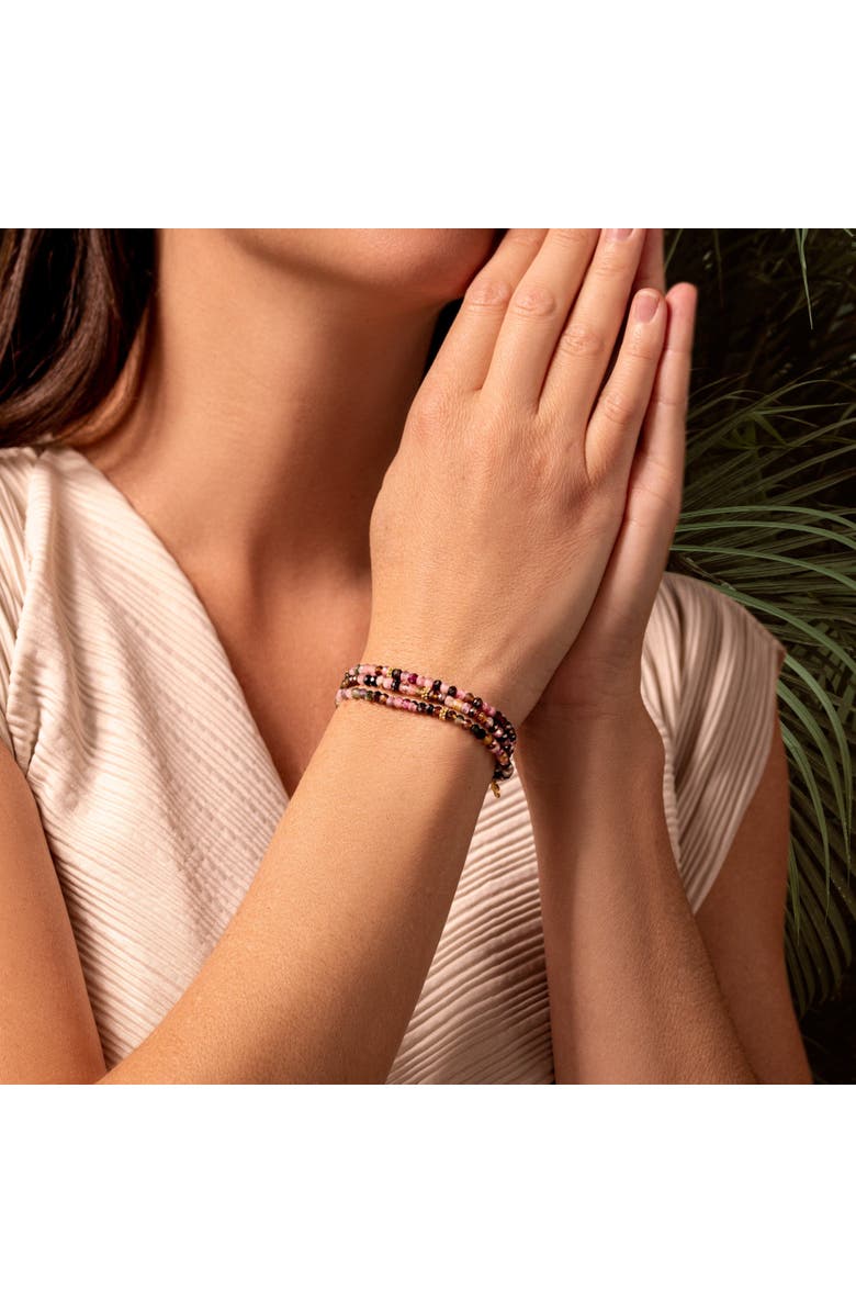 Karma and Luck Infinite Aspiration Tourmaline Wrap Bracelet, Alternate, color, Pink/Yellow/Grey/Green/Purple