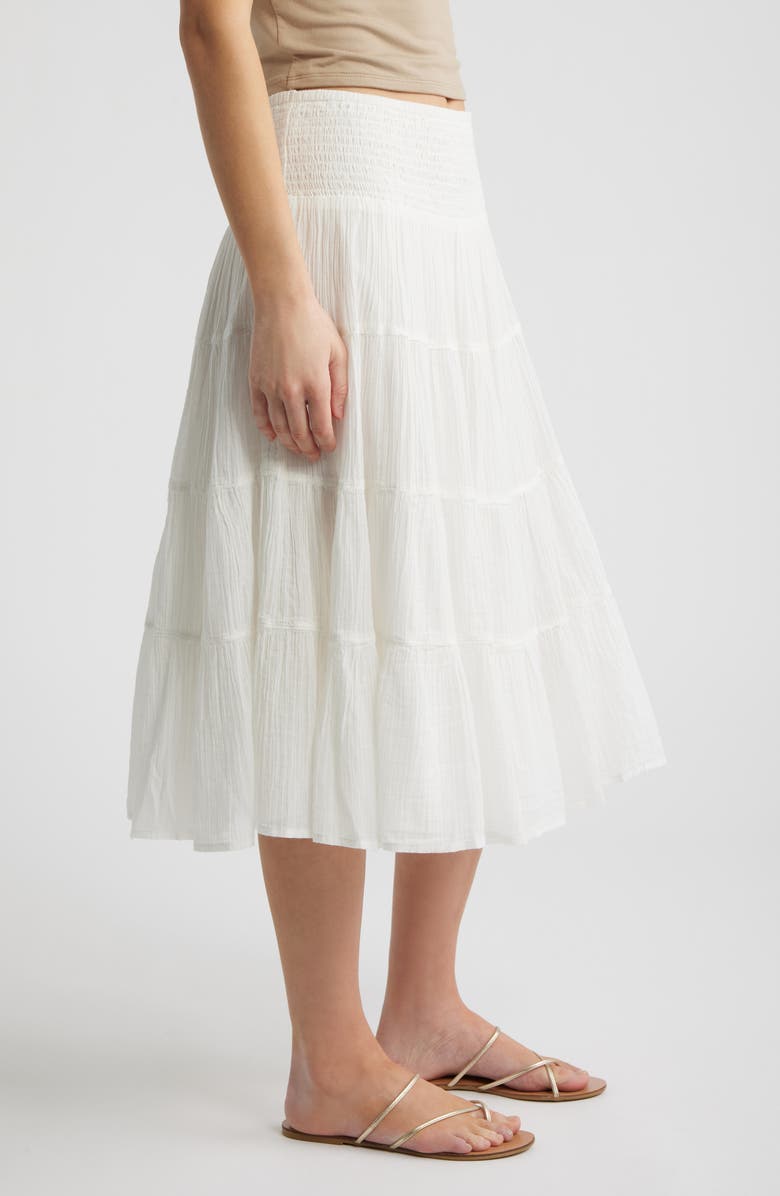 BDG Urban Outfitters Bea Cotton Tiered Skirt, Alternate, color, White