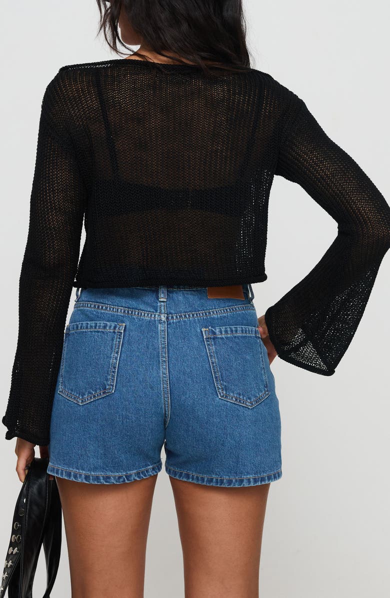 Princess Polly Saldana Denim Shorts, Alternate, color, Mid Blue Denim