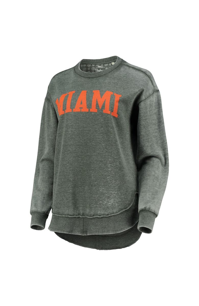 PRESSBOX Women's Pressbox Green Miami Hurricanes Vintage Wash Pullover Sweatshirt, Alternate, color, Green