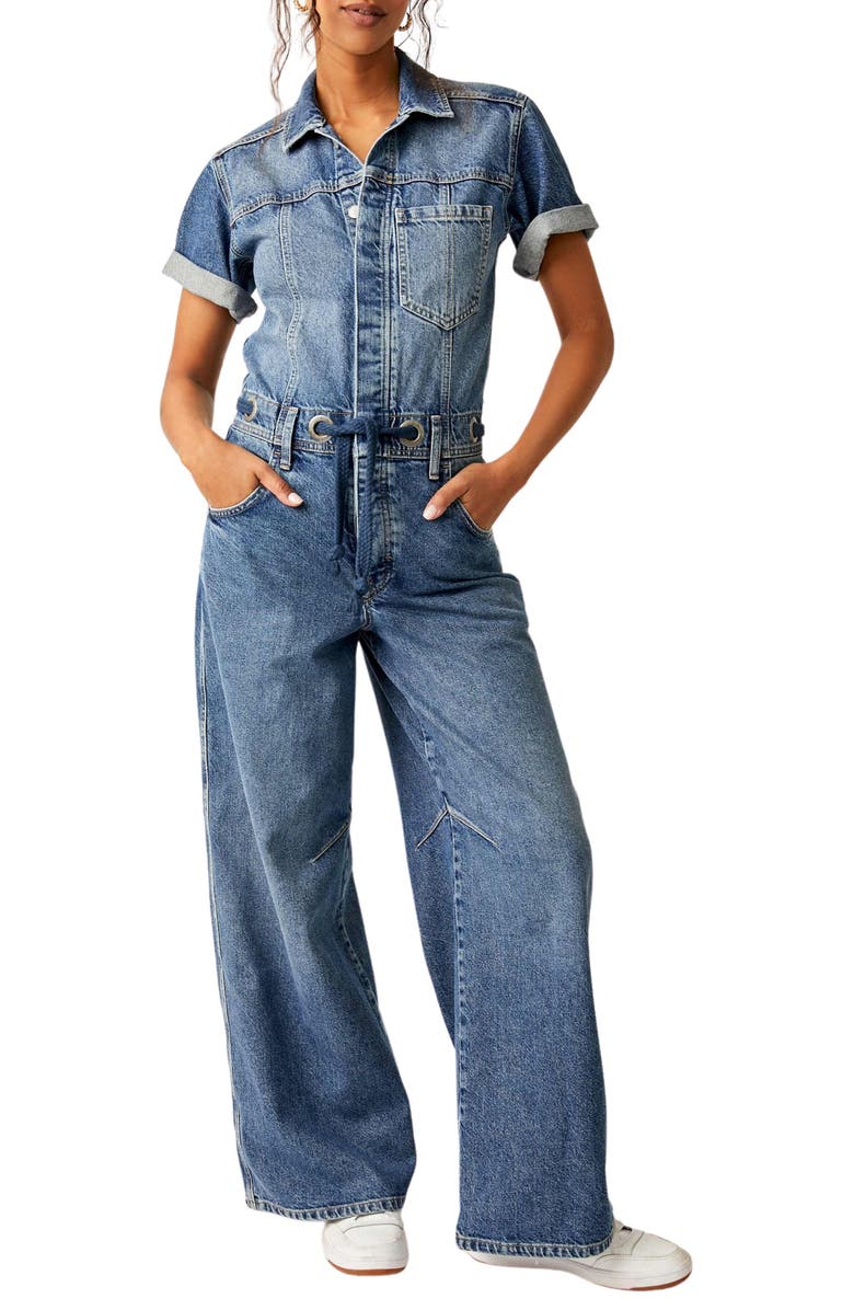 Free People Edison Wide Leg Denim Jumpsuit, Main, color, 