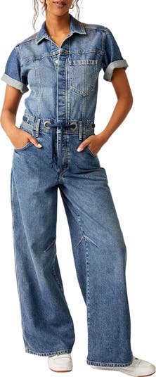 Free People Edison Wide Leg Denim Jumpsuit | Nordstrom