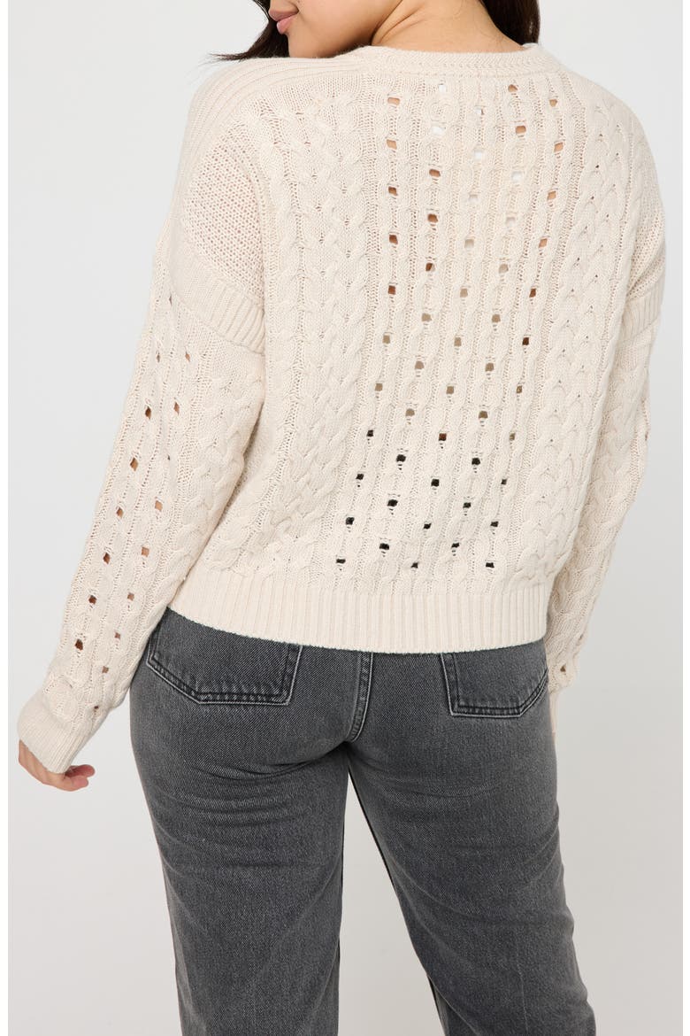Gemma Cable Knit Sweater, Alternate, color, WHITE SAND
