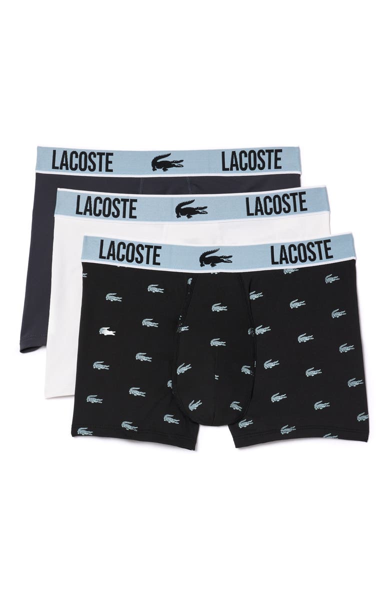Lacoste Assorted 3-Pack Croc Logo Trunks, Main, color,