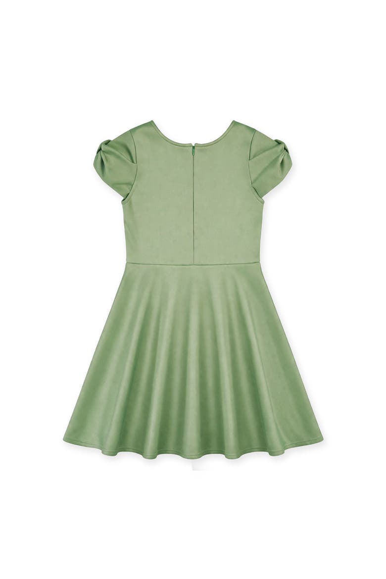 Scuba Knit Dress with Bow, Alternate, color, Sage