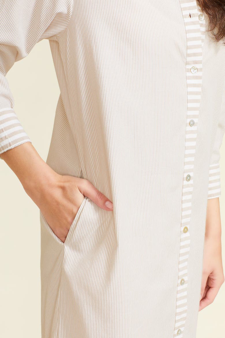 Riga Striped Shirt Dress, Alternate, color, Tan Stripes