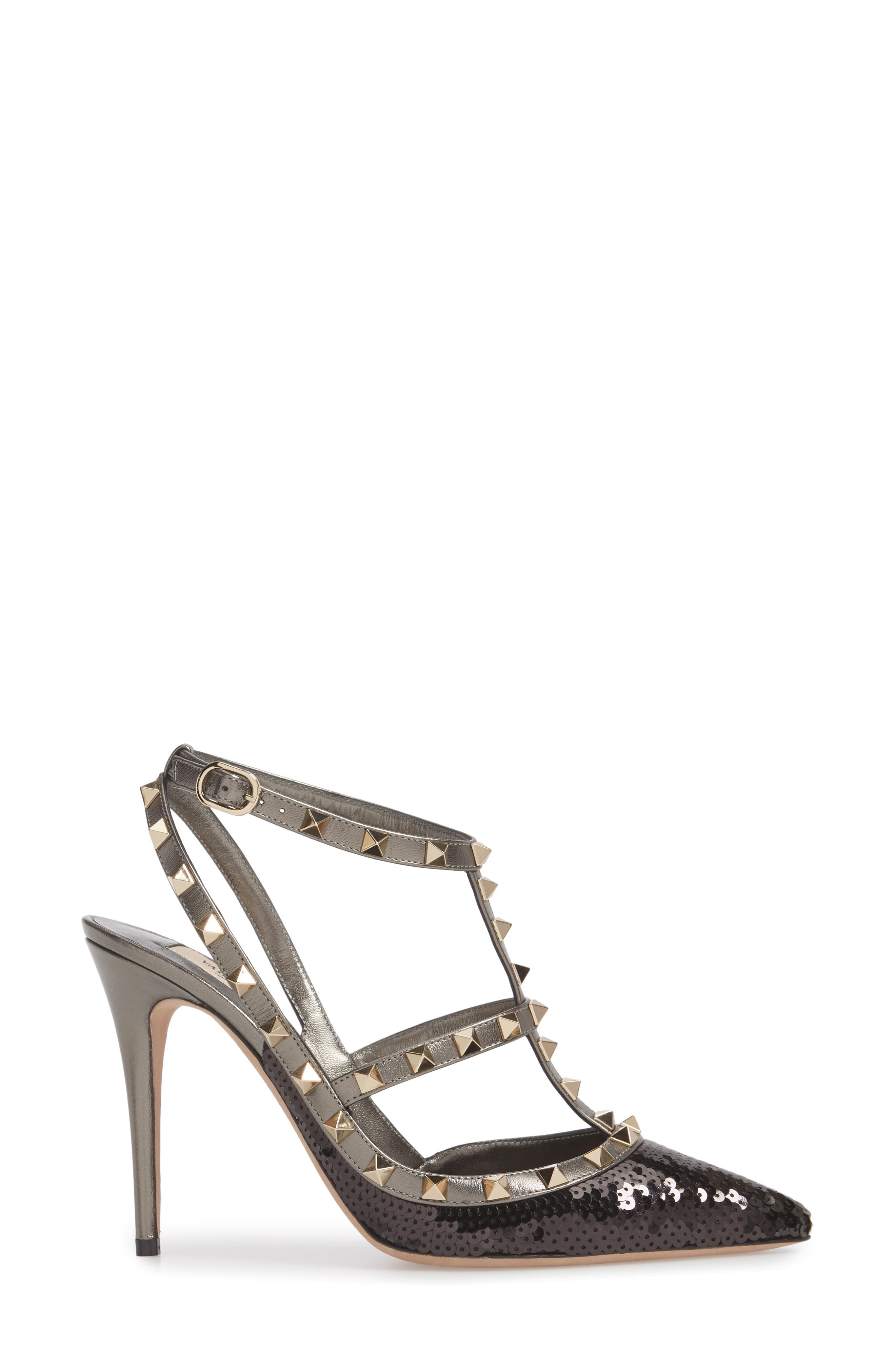 Valentino Garavani Rockstud Sequin T-Strap Pump, Alternate, color, 