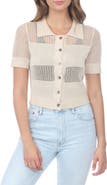 RAIN AND ROSE Cropped Openwork Cardigan Sweater