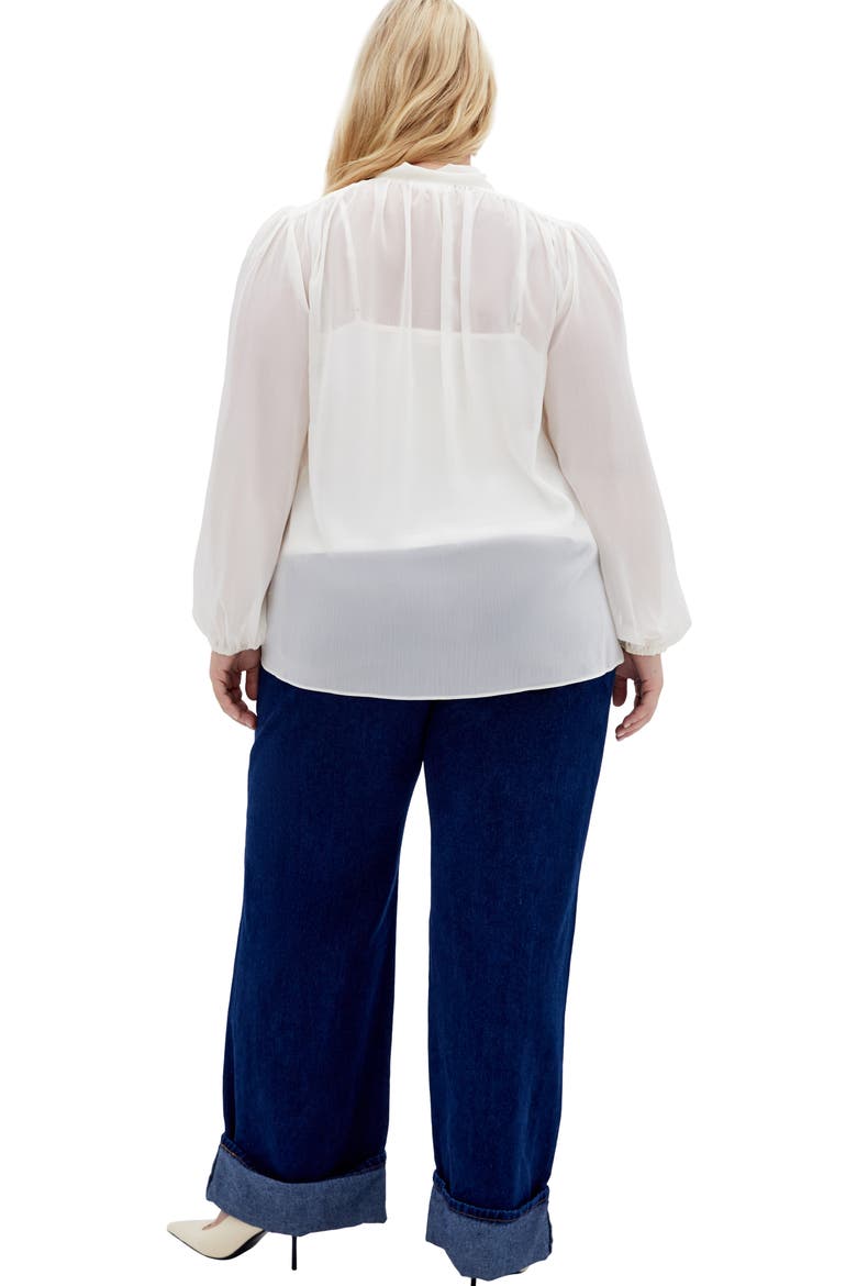 Seline Tie Neck Chiffon Shirt, Alternate, color, CREAM