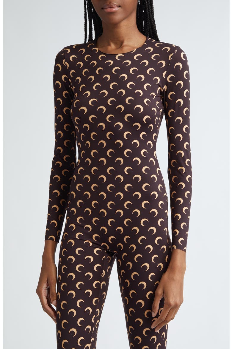 Moon Print Catsuit, Alternate, color, ALL OVER MOON BROWN